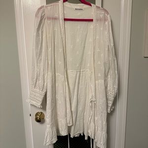 White Reformation Mini Long Sleeve Wrap Dress Size 8